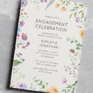 Simple, Timeless Wildflower Engagement Party Invitation