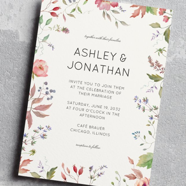 Simple, Timeless Wildflower Ivory White Wedding Invitation (Creator Uploaded)