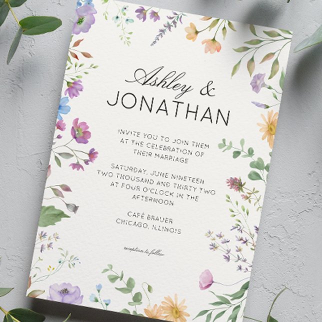Simple, Timeless Wildflower Ivory White Wedding Invitation (Creator Uploaded)