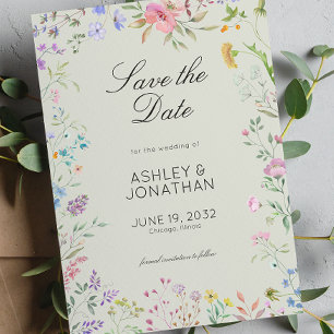 Simple, Timeless Wildflower Sage Green Wedding Save The Date