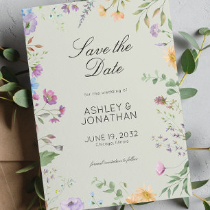 Simple, Timeless Wildflower Sage Green Wedding Save The Date