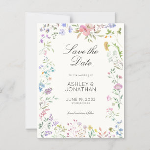 Simple, Timeless Wildflower Soft White Wedding Magnetic Invitation