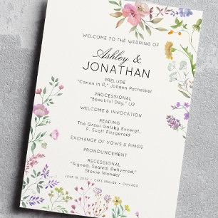 Simple, Timeless Wildflower Soft White Wedding Programme