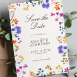 Simple, Timeless Wildflower Soft White Wedding Save The Date<br><div class="desc">Elegant wildflower wedding save the date card, featuring a modern wildflower border in soft pastel tones over a neutral background. Designed with clean, minimalist typography, this invitation exudes understated sophistication while maintaining a warm and romantic charm. Choose from our curated selection of soft white and neutral backgrounds to perfectly match...</div>