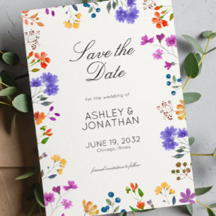 Simple, Timeless Wildflower Soft White Wedding Save The Date