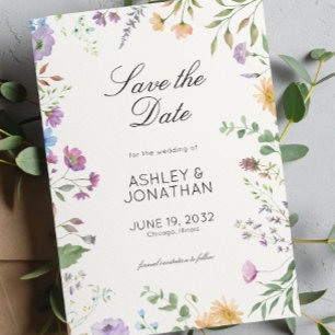 Simple, Timeless Wildflower Soft White Wedding Save The Date