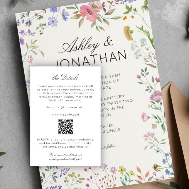 Simple, Timeless Wildflower Wedding Enclosure Card (Creator Uploaded)