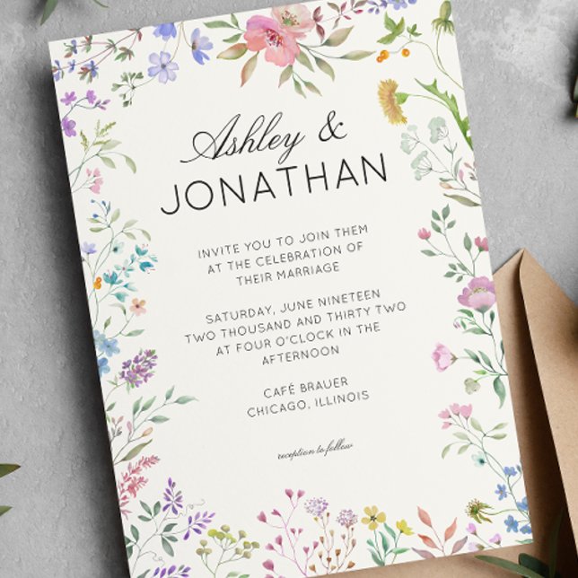 Simple, Timeless Wildflower Wedding Invitation (Creator Uploaded)