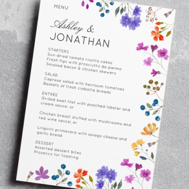 Simple, Timeless Wildflower Wedding Menu (Creator Uploaded)