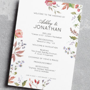 Simple, Timeless Wildflower Wedding Programme