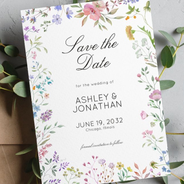 Simple, Timeless Wildflower Wedding Save The Date (Creator Uploaded)