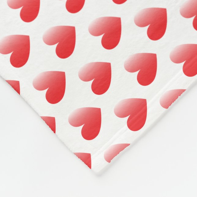 Simple Tiny Heart Pattern - White and Red Girly Fleece Blanket (Corner)