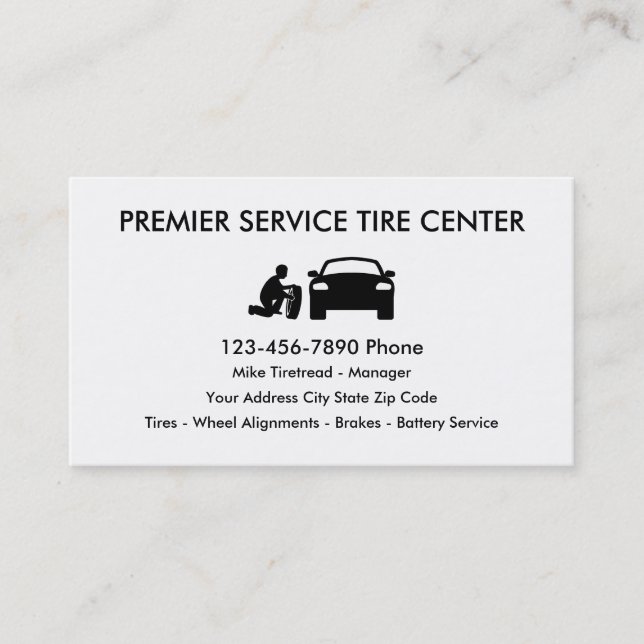 Simple Tire Store Business Cards (Front)