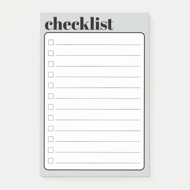 Simple To Do Checklist Sticky Notes Pad, 4" x 6" (Front)