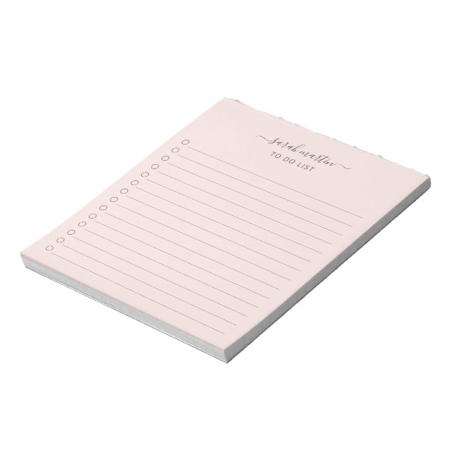 Simple To Do List Elegant Blush Pink Notepad (Rotated)