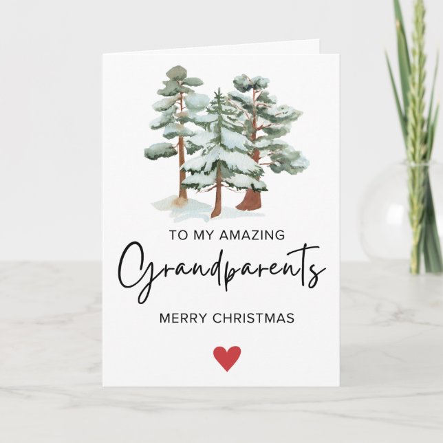 Simple To My Grandparents Merry Christmas Folded Holiday Card (Front)