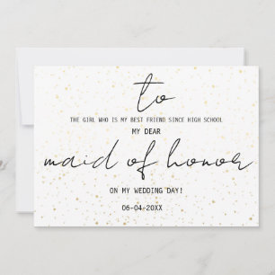 Simple To My Maid Of Honour On Our Wedding Day