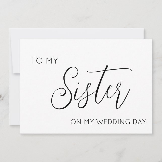 Simple To my Sister on my wedding day card (Front)