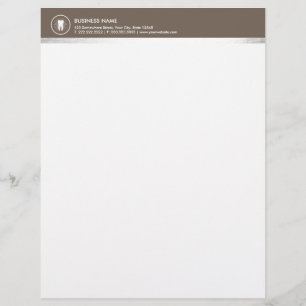 Simple Tooth Icon Brown Border Professional Dental Letterhead Design