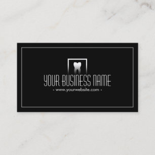 Simple Tooth Icon Dentist Dark Business Card