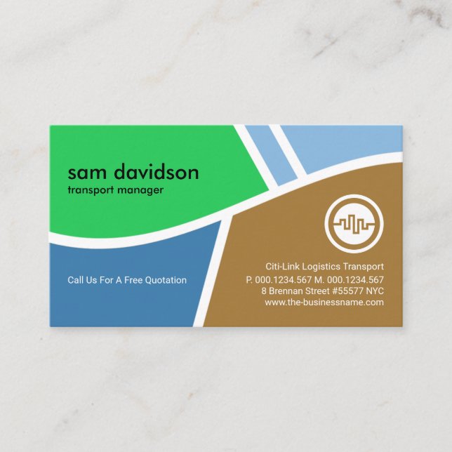 Simple Topography Road Map Logistic Transportation Business Card (Front)