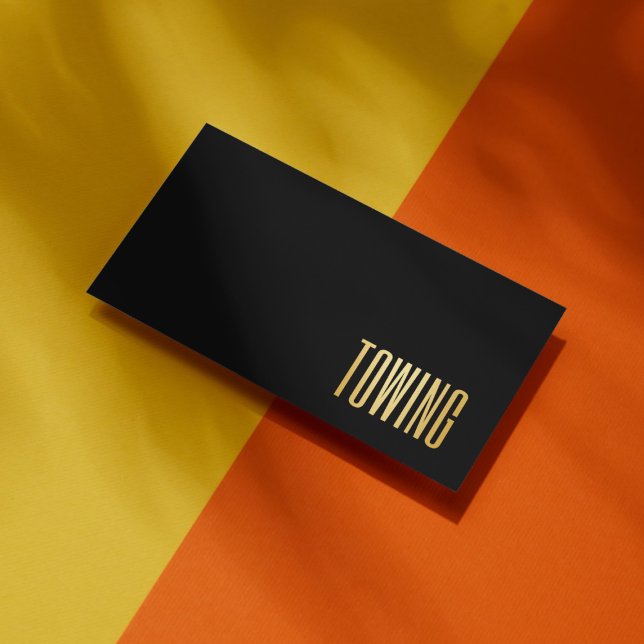 Simple Towing Black And Gold  Business Card (Creator Uploaded)