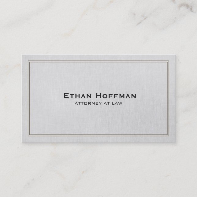 Simple Traditional Attorney Grey Professional Business Card (Front)