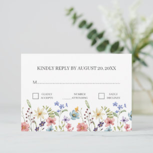 Simple Traditional Floral Wildflower RSVP Enclosure Card