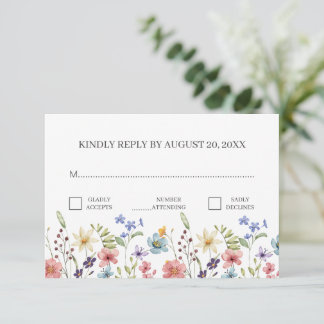 Simple Traditional Floral Wildflower RSVP Enclosure Card