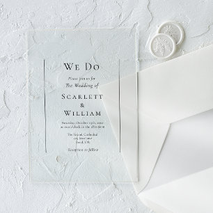 Simple Traditional Minimal We Do Wedding Acrylic Invitations