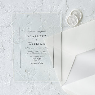 Simple Traditional Minimal Wedding Acrylic Invitations