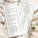 Simple Traditional Minimal Wedding Flat Program Programme<br><div class="desc">This simple traditional minimal wedding flat program design is a timeless fusion of classic charm and contemporary simplicity. With a focus on minimalist style, this design features clean lines, neutral tones, and a sophisticated black and white palette, ensuring every detail exudes refined simplicity. Whether you're planning a traditional ceremony or...</div>