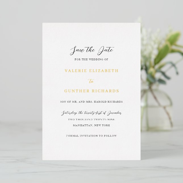 Simple Traditional Wedding Save the Date (Standing Front)