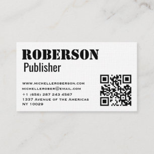 Simple traditional white card with qr code