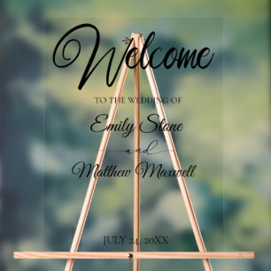Simple Transparent Acrylic Wedding Welcome sign