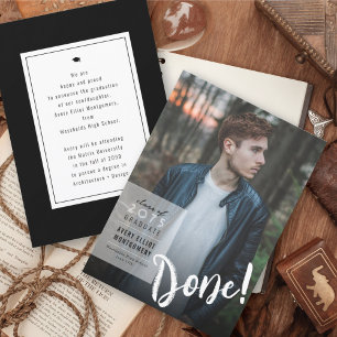 Simple Transparent Box Minimalist Graduation Photo Announcement