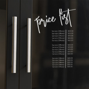 Simple Transparent Makeup Artist Salon Price List Window Cling