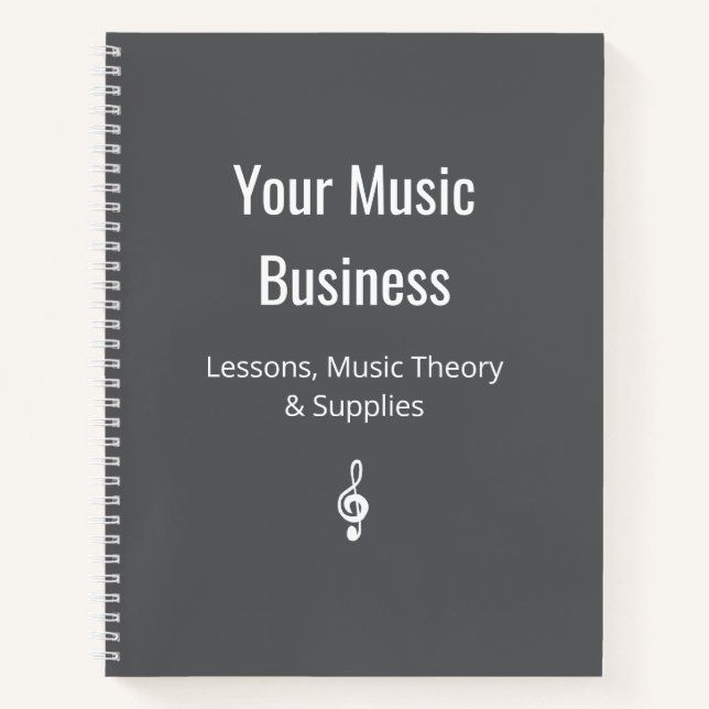 Simple Treble Clef Music Business Classic Grey Notebook (Front)