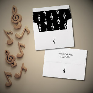 Simple Treble Clef Music Symbol Return Address  Envelope