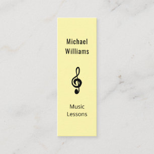 Simple Treble Clef Music Teacher QR code Yellow Mini Business Card