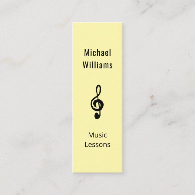 Simple Treble Clef Music Teacher QR code Yellow Mini Business Card (Front)