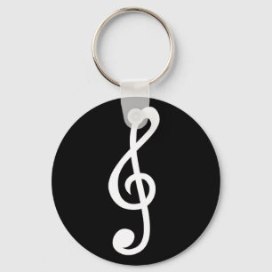 Simple Treble Clef Musical Notes Symbol Minimalist Key Ring
