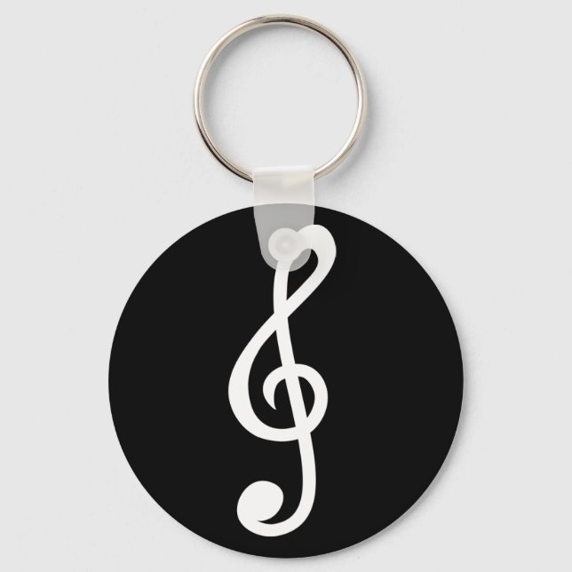 Simple Treble Clef Musical Notes Symbol Minimalist Key Ring (Front)