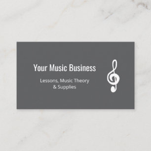 Simple Treble Clef QR code Grey Music Lessons  Business Card