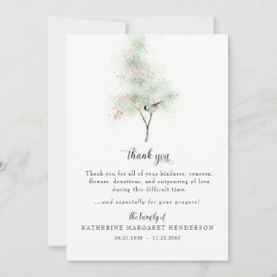 Simple Tree & Bird Bereavement Funeral Thank You Card