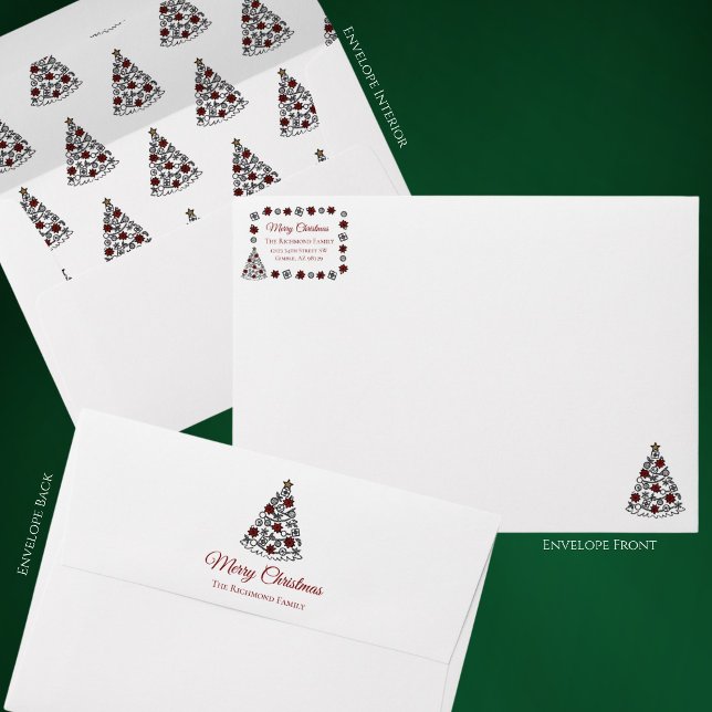 Simple Tree Merry Christmas personalised Envelope (Creator Uploaded)