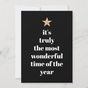 Simple Tree Shape Black & White Quote Holiday Card
