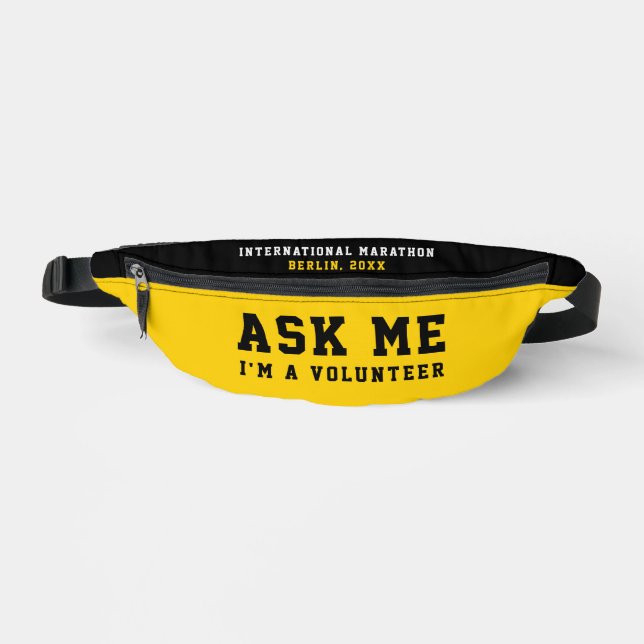 Simple Trendy Ask Me Yellow Black Volunteer Help Bum Bags (Front)