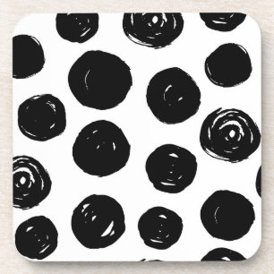 Simple Trendy Black Polka Dots Coasters