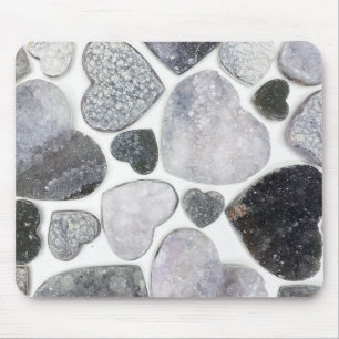 Simple Trendy Black White Crystal Heart Pattern Mouse Mat